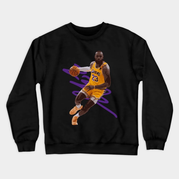 Lebron James Vector Art Crewneck Sweatshirt by Playful Creatives